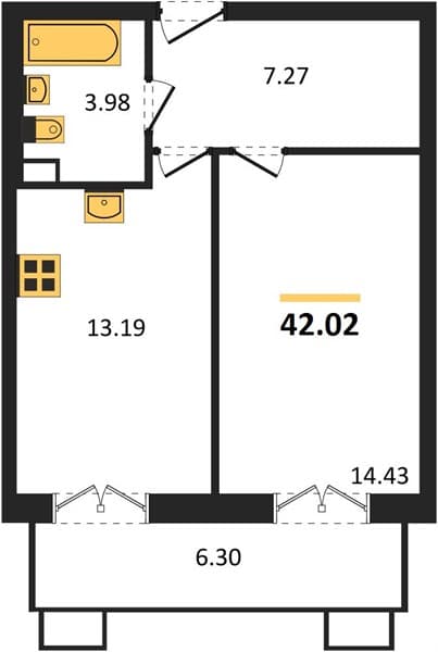 1 к. квартира 42.02 кв. м, 1/8 этаж. ЖК Сады у моря, Темрюк, Россия