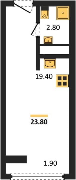 1 к. квартира 23.80 кв. м, 16/19 этаж. ЖК Сочи Парк, Сочи, Россия