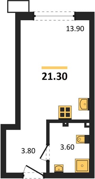 Студия 21.30 кв. м, 2/18 этаж. ЖК Порто-Ново, Цемдолина, Россия