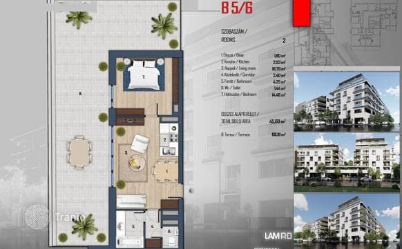 2-комнатные апартаменты в новостройке 69 м² в Районе XIII, Венгрия