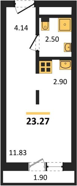 1 к. квартира 23.27 кв. м, 7/19 этаж. ЖК Кислород, Сочи, Россия