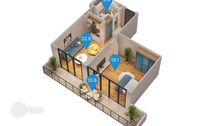 Современная 2-комнатная квартира с ремонтом в стильном ЖК, 61,1 м², 12/30 этаж