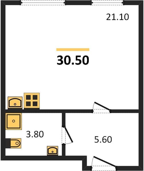 1 к. квартира 30.50 кв. м, 1/12 этаж. ЖК Летний, Сочи, Россия