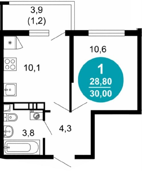 1 к. квартира 30.00 кв. м, 4/17 этаж. ЖК Лестория, Сочи, Россия