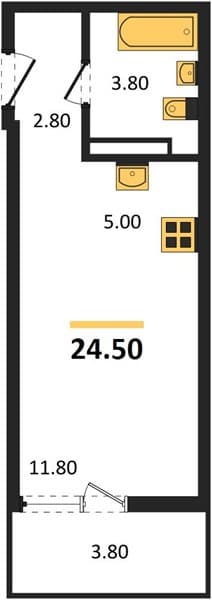 Студия 24.50 кв. м, 2/17 этаж. ЖК Лестория, Сочи, Россия