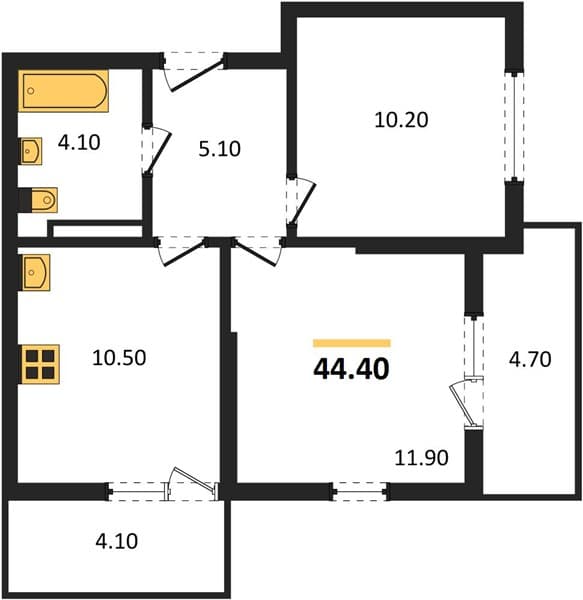 2 к. квартира 44.40 кв. м, 11/17 этаж. ЖК Лестория, Сочи, Россия