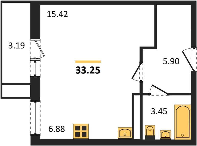 1 к. квартира 33.25 кв. м, 8/8 этаж. ЖК Сады у моря, Темрюк, Россия