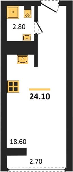 1 к. квартира 24.10 кв. м, 18/19 этаж. ЖК Сочи Парк, Сочи, Россия