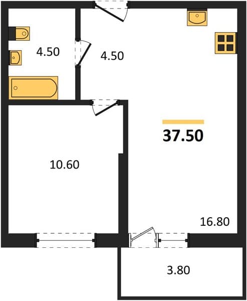 1 к. квартира 37.50 кв. м, 1/17 этаж. ЖК Лестория, Сочи, Россия