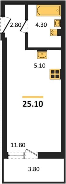 Студия 25.10 кв. м, 1/17 этаж. ЖК Лестория, Сочи, Россия