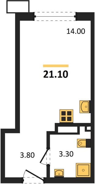 Студия 21.10 кв. м, 3/18 этаж. ЖК Порто-Ново, Цемдолина, Россия