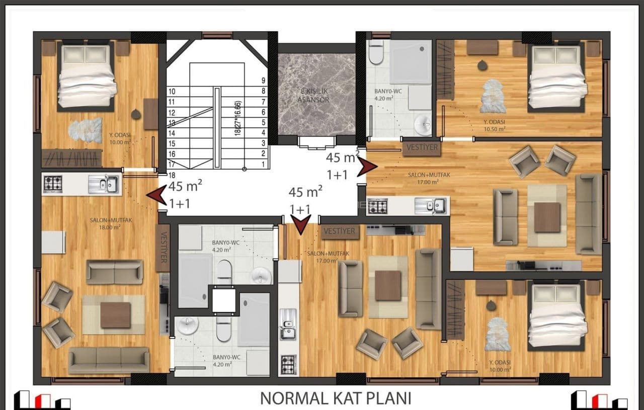 Апартаменты в Анталии, Турция, 45 м2, фото 2
