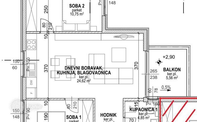 Продажа, новостройка, Опатия, 3-комнатная квартира, 1 гал/мин, лифт