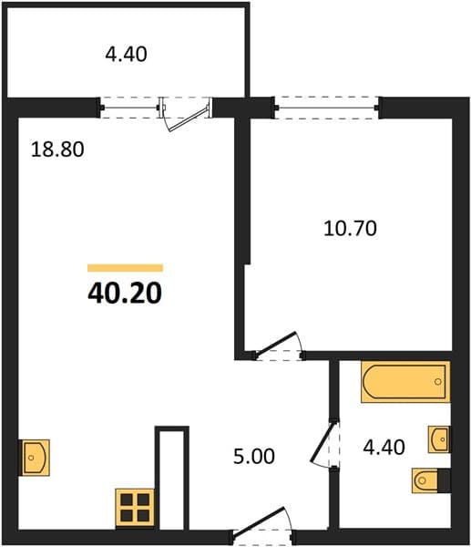 1 к. квартира 40.20 кв. м, 1/24 этаж. ЖК Облака-3, Новороссийск, Россия