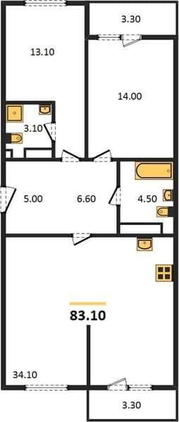 2 к. квартира 83.10 кв. м, 21/23 этаж. ЖК Облака-2, Новороссийск, Россия