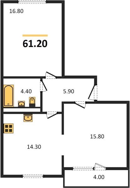 2 к. квартира 61.20 кв. м, 3/10 этаж. ЖК Горный квартал, Сочи, Россия