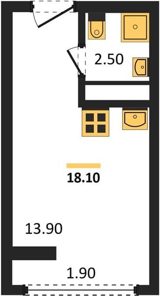 1 к. квартира 18.10 кв. м, 14/19 этаж. ЖК Сочи Парк, Сочи, Россия