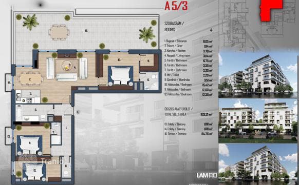 4-комнатные апартаменты в новостройке 122 м² в Районе XIII, Венгрия