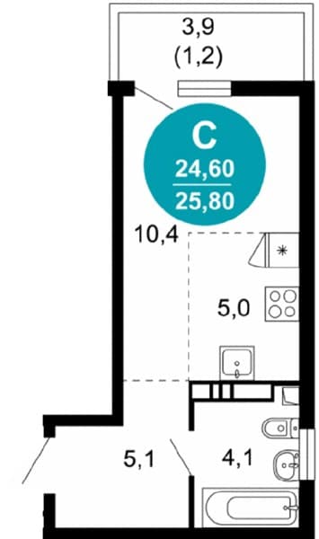 Студия 25.80 кв. м, 4/17 этаж. ЖК Лестория, Сочи, Россия