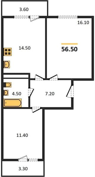 2 к. квартира 56.50 кв. м, 5/23 этаж. ЖК Облака-2, Новороссийск, Россия