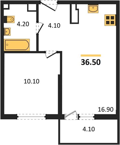 1 к. квартира 36.50 кв. м, 12/12 этаж. ЖК Флора, Сочи, Россия
