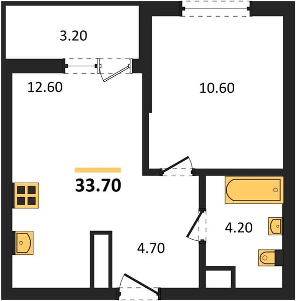 1 к. квартира 33.70 кв. м, 3/24 этаж. ЖК Облака-3, Новороссийск, Россия