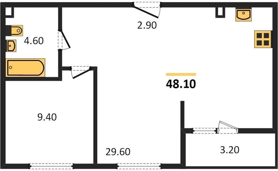 1 к. квартира 48.10 кв. м, 1/23 этаж. ЖК Облака-2, Новороссийск, Россия
