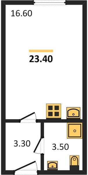 1 к. квартира 23.40 кв. м, 1/12 этаж. ЖК Летний, Сочи, Россия