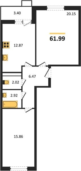 2 к. квартира 61.99 кв. м, 3/8 этаж. ЖК Сады у моря, Темрюк, Россия