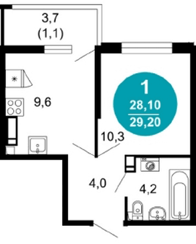 1 к. квартира 29.20 кв. м, 17/17 этаж. ЖК Лестория, Сочи, Россия