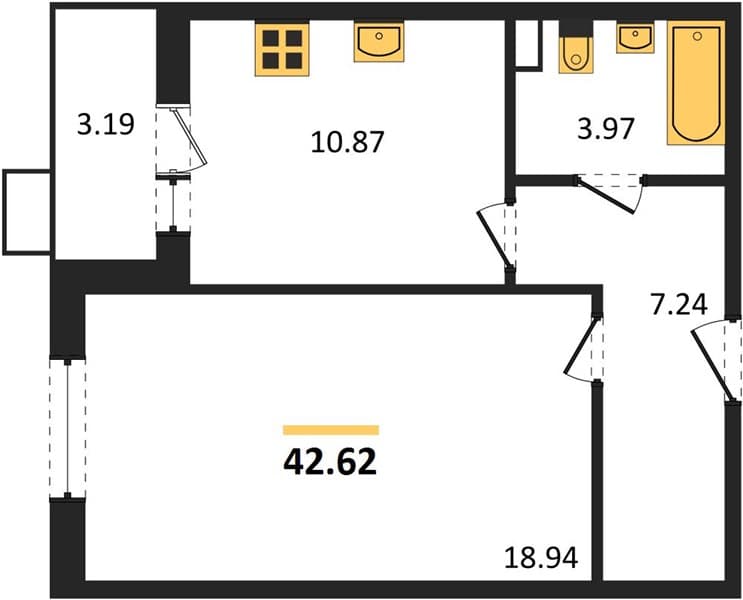 1 к. квартира 42.62 кв. м, 1/8 этаж. ЖК Сады у моря, Темрюк, Россия