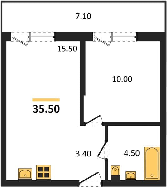 1 к. квартира 35.50 кв. м, 2/17 этаж. ЖК Лестория, Сочи, Россия