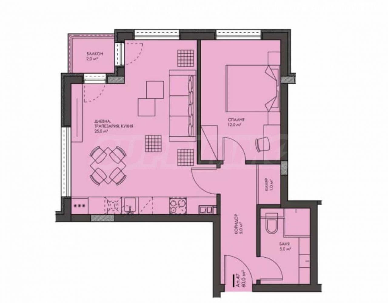 Апартаменты в Варне, Болгария, 66.4 м², фото 3