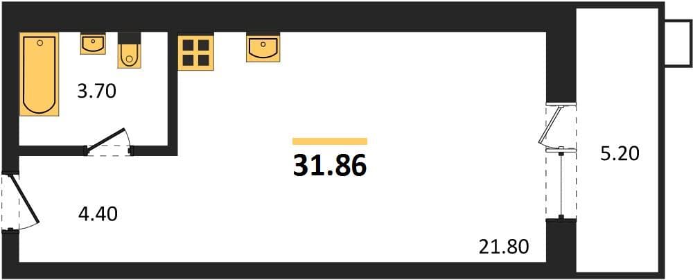 Студия 31.86 кв. м, 5/5 этаж. ЖК Лермонтов, Тамань, Россия