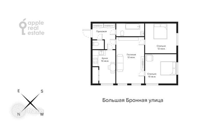3-комнатная квартира 60 м² в Пресненском районе, Россия